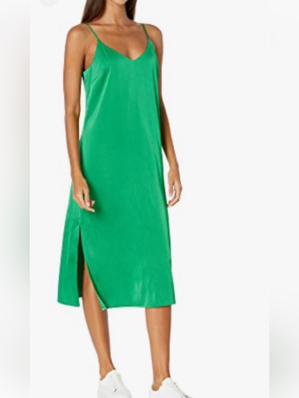 NWT The Drop Ana Midi Slip Dress with Side Slit in Emerald